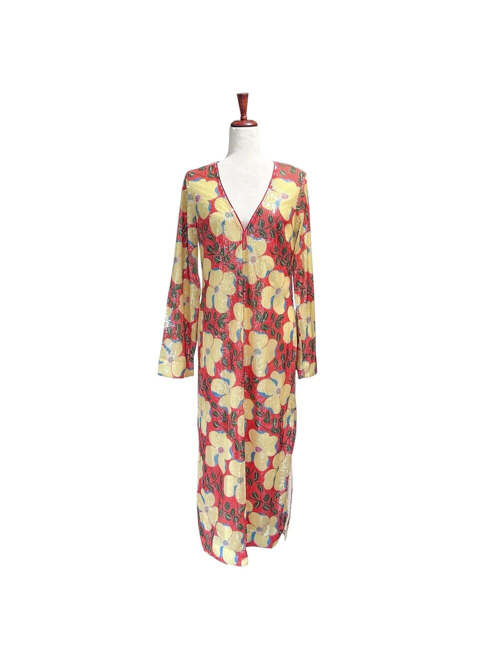 Rhode Size 4 NWT Terry Dress Scarlet Martinique Midi Vacation Boho Sequined